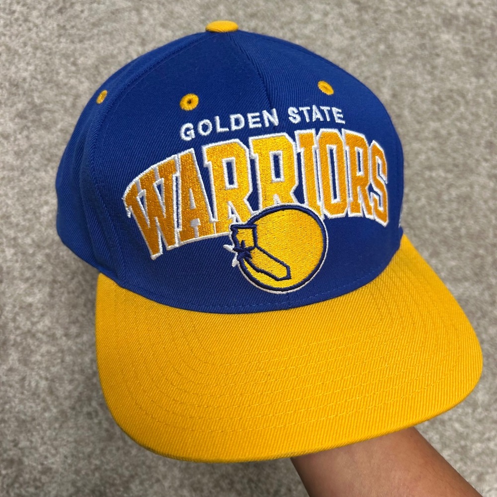 Golden State Warriors Mitchell Ness Hardwood Classic Snapback Hat Blue Yellow